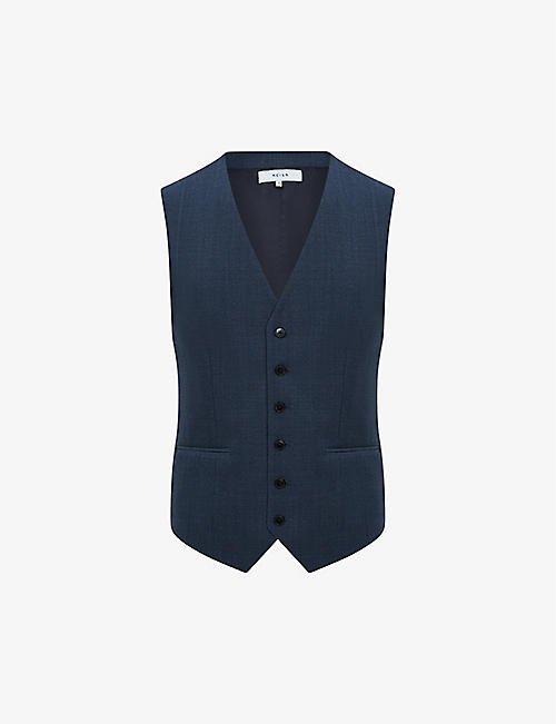 REISS: Ease V-neck stretch-wool blend waistcoat