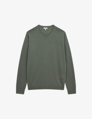 Reiss Wessex Merino Crewneck Sweater In Rosemary