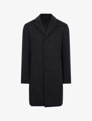 Reiss Mens Airforce Blue Gable Notch-lapel Single-breasted Wool-blend Coat