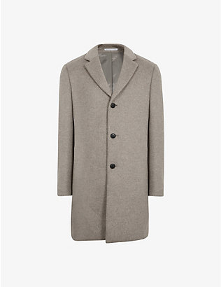 REISS: Gable notch-lapel single-breasted wool-blend coat
