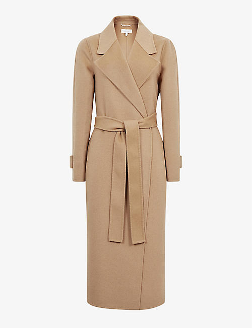REISS: Agnes belted wool and recycled polyester-blend coat