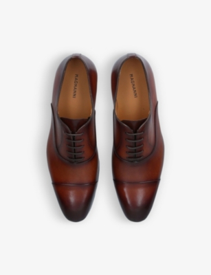 Shop Magnanni Lace-up Leather Oxford Shoes In Tan