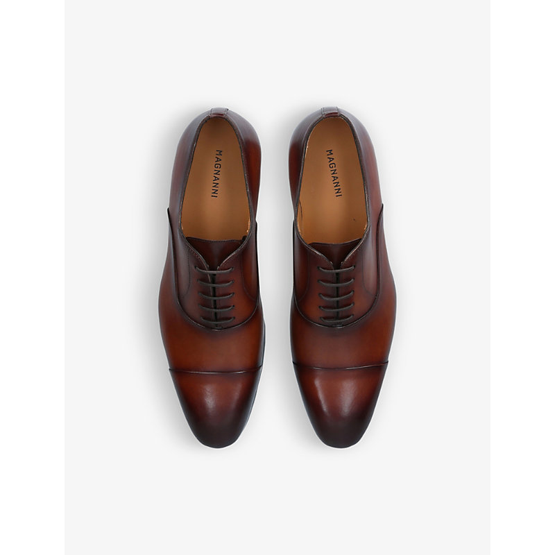 Shop Magnanni Lace-up Leather Oxford Shoes In Tan