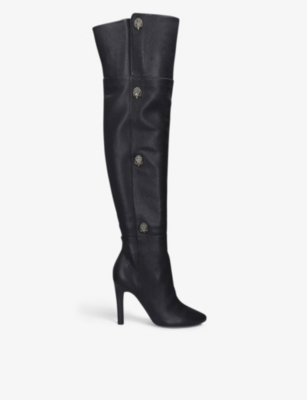 Shop Kurt Geiger Shoreditch Pebbled Leather Over-the-knee Boots In Black