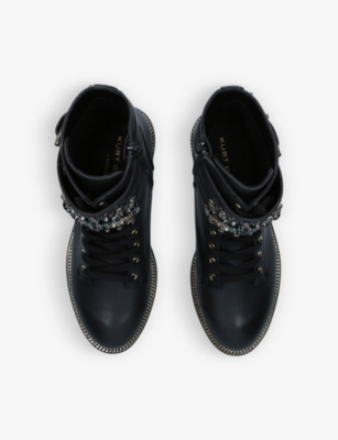 KURT GEIGER LONDON: Sutton eye-embellished leather boots