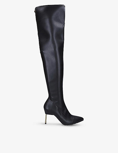 KURT GEIGER LONDON: Barbican pointed-toe woven over-the-knee boots