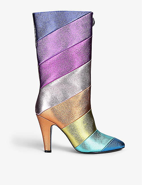 KURT GEIGER LONDON: Rainbow Kensington leather knee-high boots