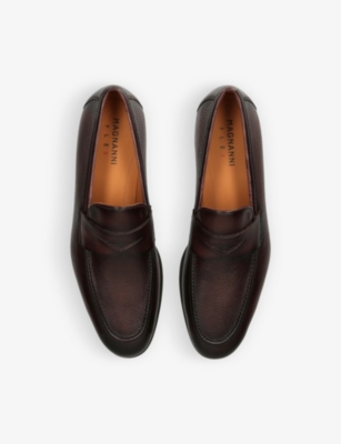 Magnanni Mens Mid Brown Diezma Penny-strap Leather Penny Loafers In Mid Brown