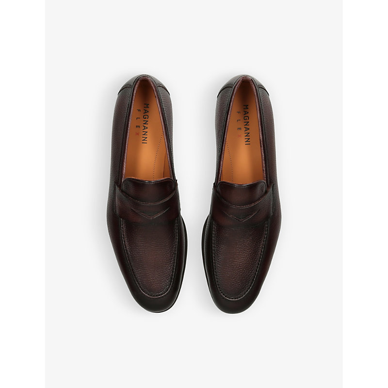 Shop Magnanni Men's Mid Brown Diezma Penny-strap Leather Penny Loafers