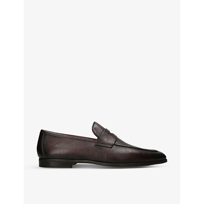 Shop Magnanni Diezma Penny-strap Leather Penny Loafers In Mid Brown