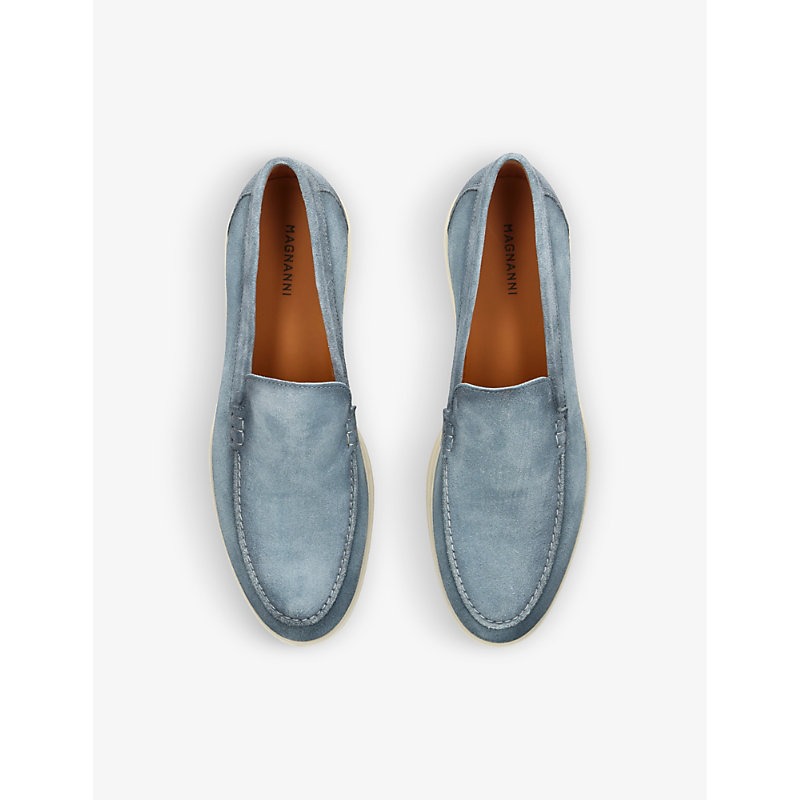Shop Magnanni Womens Blue Paraiso Slip-on Suede Loafers