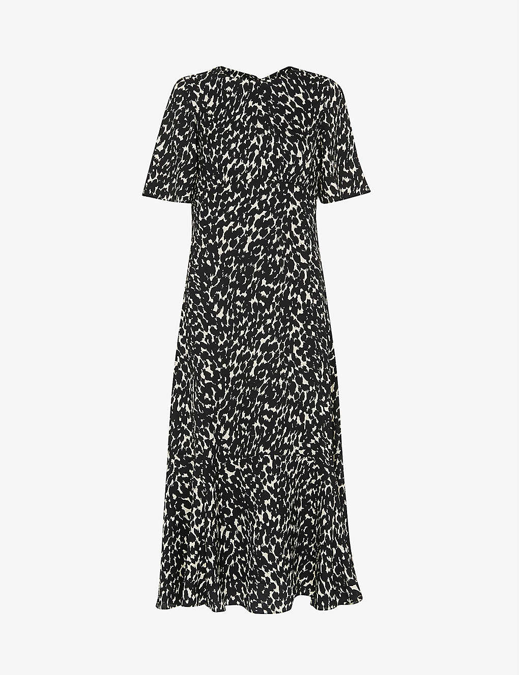 Whistles Womens Black Alana Printed Recycled-polyester Midi Dress 6