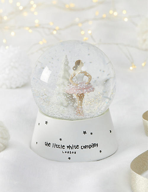 THE LITTLE WHITE COMPANY: Marcie Ballerina logo-print glass snow globe