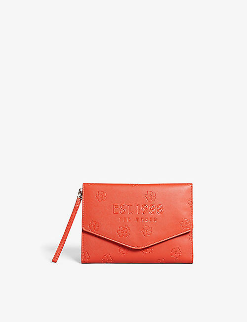 TED BAKER: Lisar floral-embossed faux-leather pouch
