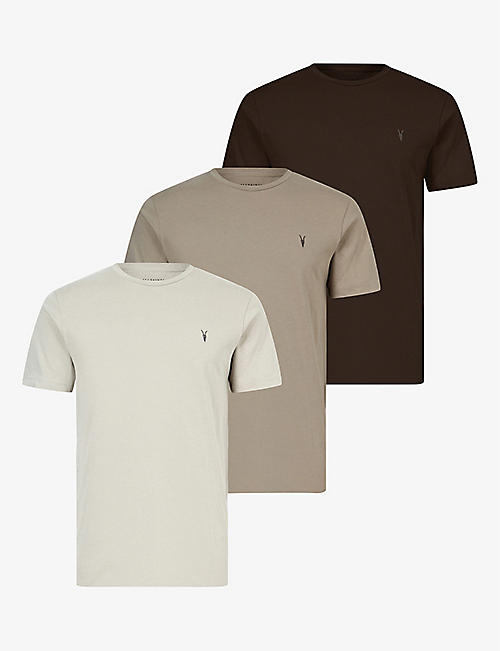 ALLSAINTS: Brace organic cotton-jersey henley T-shirt pack of three