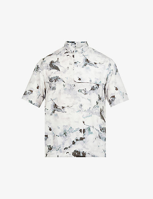 SNOW PEAK: Quick Dry brand-print relaxed-fit recycled-polyester shirt
