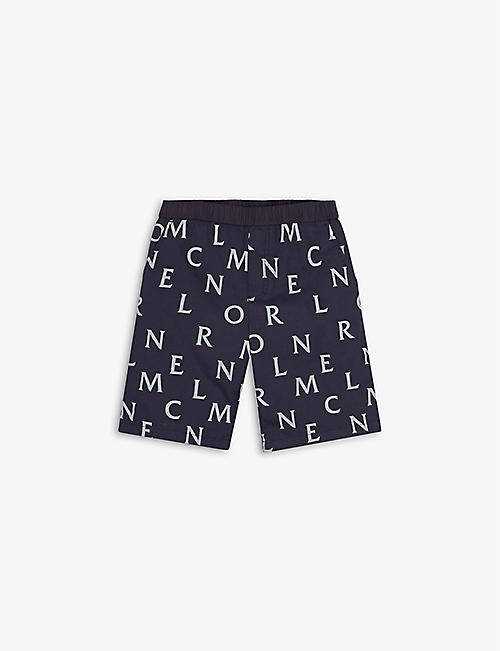 MONCLER: Brand-print stretch-cotton shorts 8-14 years