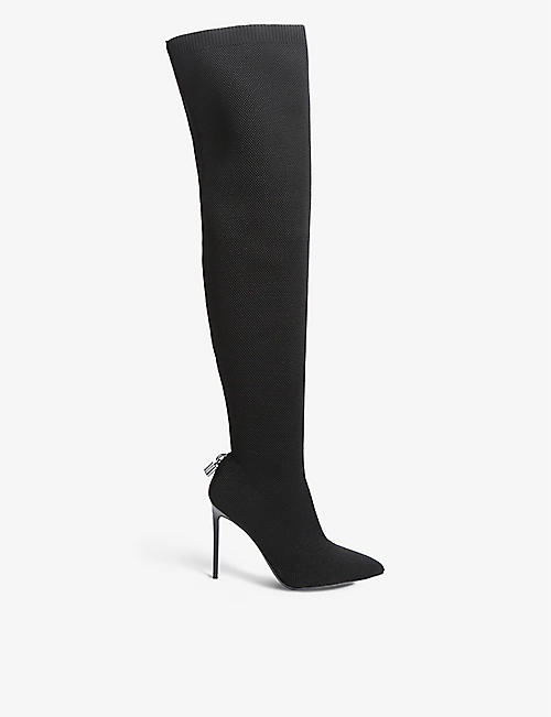CARVELA: Vixen pointed-toe over-the-knee knitted boots