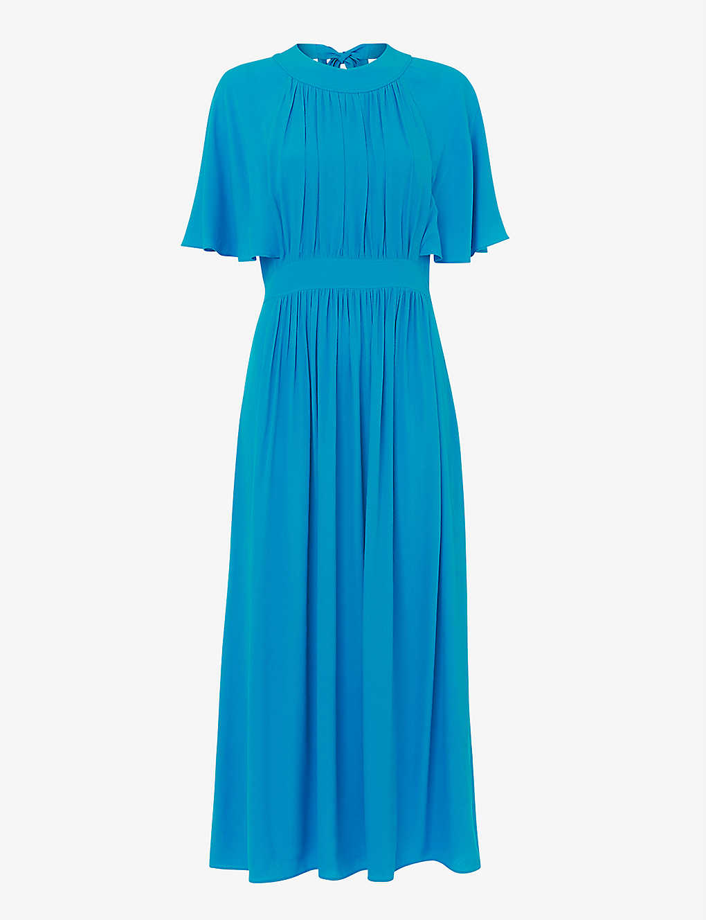 Whistles Amelia Cape-sleeved Crepe Maxi Dress In Blue