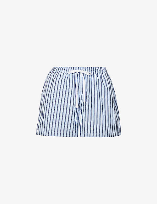 BLANCA STUDIO: Fred striped cotton shorts