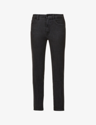 Good American Good Straight Washed Straight-leg High-rise Stretch-organic-cotton Blend Denim Jeans In Black
