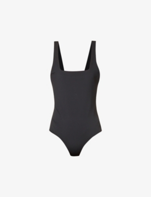 Good American Scuba Square-neck Stretch-woven Body In Black