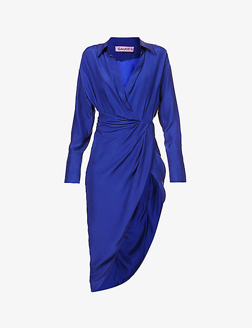 GAUGE81: Puno asymmetric silk midi dress