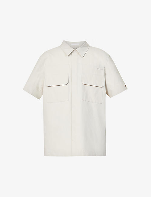 HELMUT LANG: Sailor contrast-panel relaxed-fit cotton-blend shirt