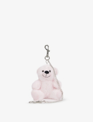 Vaquera Teddy Bear Stainless Steel Keyring In Baby Pink | ModeSens