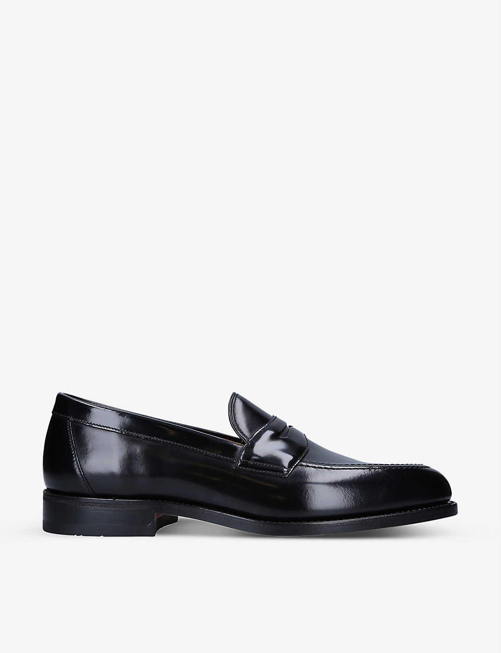Shop Loake Men's Black Imperial Strap Leather Loafers
