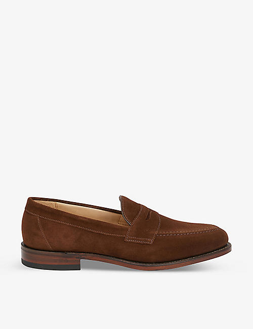 LOAKE: Imperial strap suede-texture leather loafers