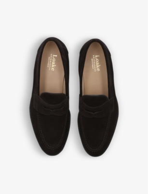 Shop Loake Men's Dark Brown Imperial Strap Suede Loafers
