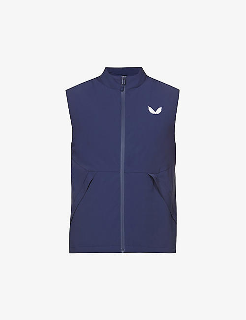 CASTORE: Peacoat logo-embroidered shell gilet