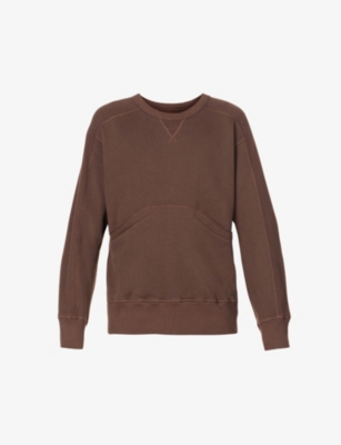 Waffle-knit regular-fit cotton-jersey sweatshirt