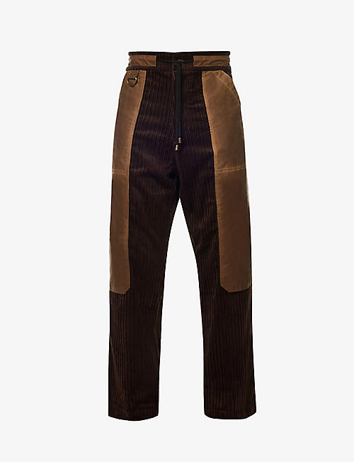 NICHOLAS DALEY: Panelled drawstring-waistband relaxed-fit cotton-corduroy trousers