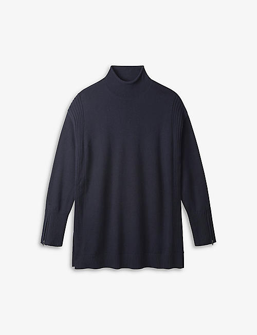 THE WHITE COMPANY: Oversized funnel-neck recycled cotton-blend jumper