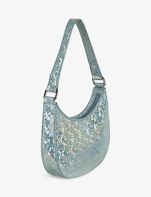 Holiday Gift Set for Her Womens Medium Handbag with Extra Floral Insert Designer Trendy Versatile grey Glitter Evening Crossbody Bag 