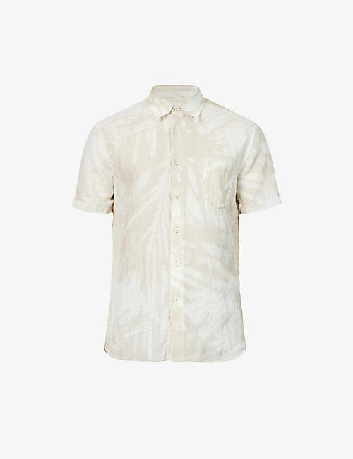 120% LINO: Palm tree-print regular-fit linen shirt