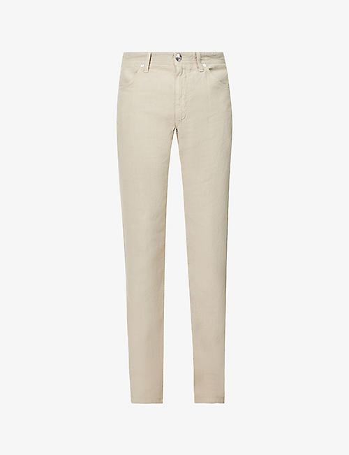 120% LINO: Regular-fit straight linen trousers