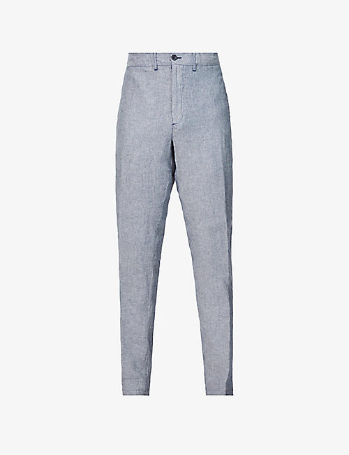 120% LINO: Relaxed-fit straight linen trousers