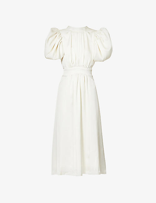 ROTATE BIRGER CHRISTENSEN: Noon puffy-sleeved recycled-polyester blend midi dress