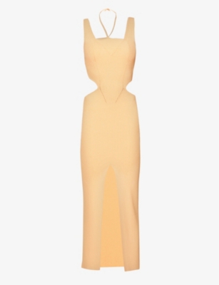 San Sloane Andoria Cut-out Knitted Midi Dress In Melon | ModeSens