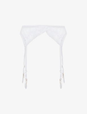 Bluebella Marseille Semi-sheer Stretch-mesh Suspender In White