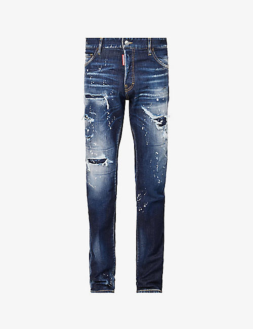 DSQUARED2: Cool Guy paint-splattered slim-fit stretch-denim jeans