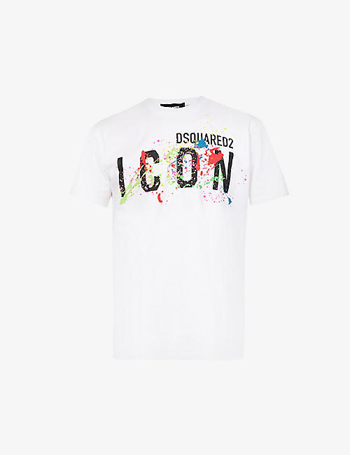 DSQUARED2: Icon Splatter logo-print cotton-jersey T-shirt