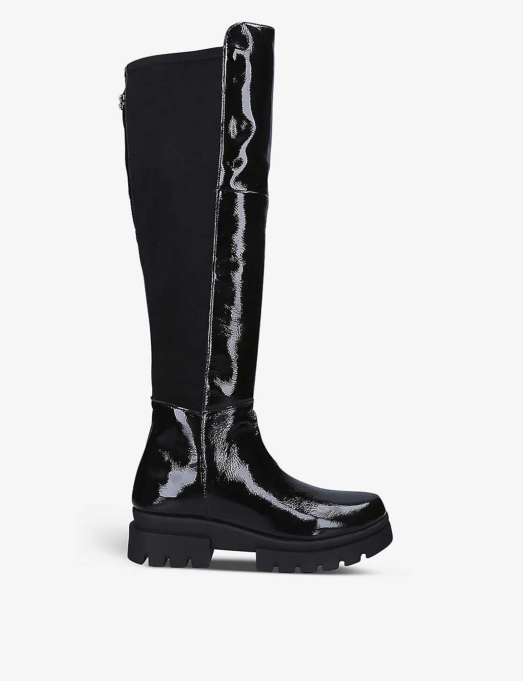 Carvela Comfort Run 50 Cleated-sole Leather Knee-high Boots In Black