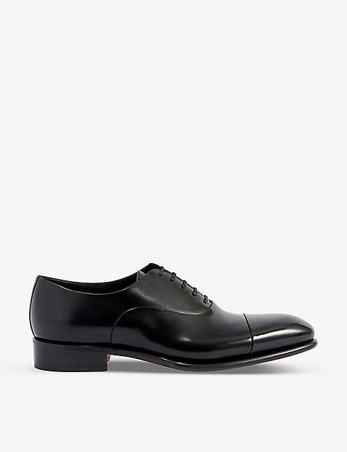 SANTONI: Carter cap-toe leather Oxford shoes
