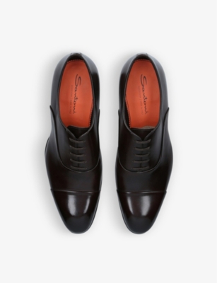 SANTONI: Carter patent-toe leather Oxford shoes