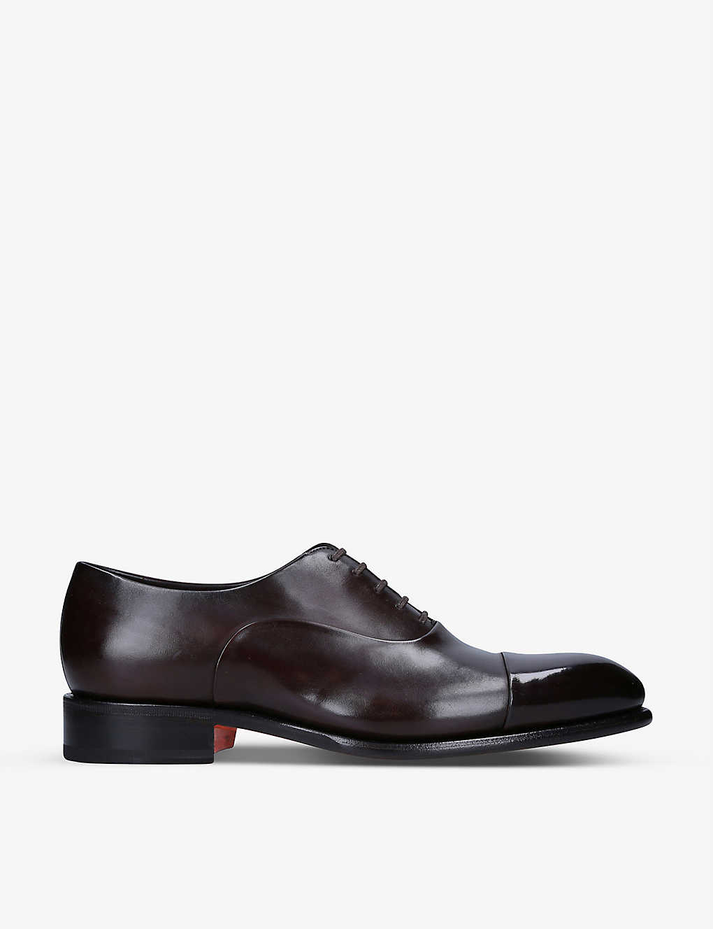 Shop Santoni Mens Dark Brown Carter Patent-toe Leather Oxford Shoes
