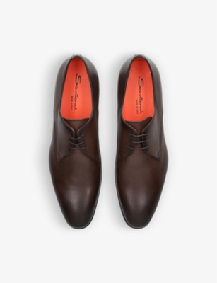 Shop Santoni Men's Tan Simon Leather Oxford Shoes
